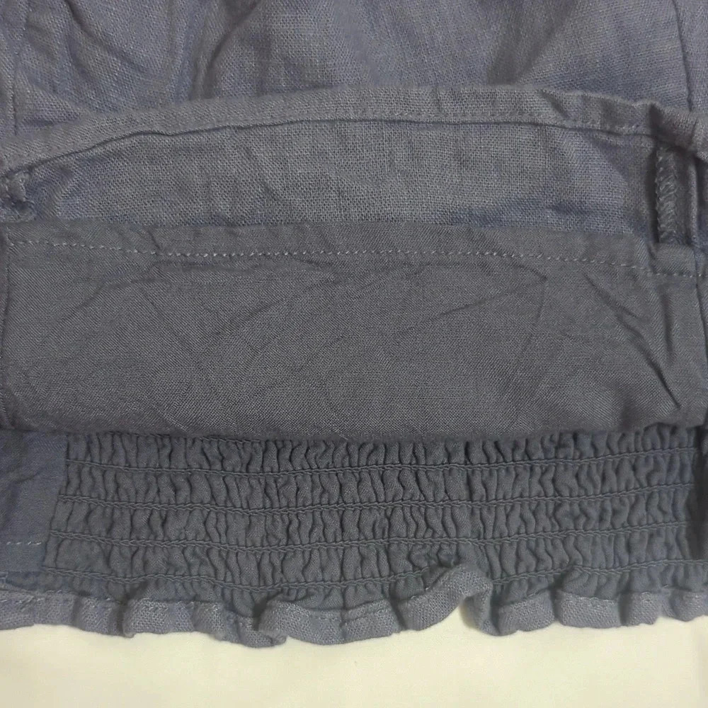 A&F Puff Sleeve Shine Cotton-Blend Square Neck Top, Color Blue Size XS - Picture 9 of 14